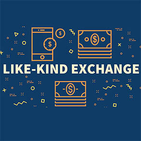 Conceptual business illustration with the words like-kind exchange