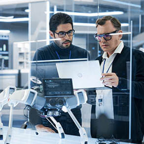 Professionals working in a manufacturing plant