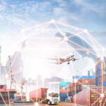 Global business logistics import export background and container cargo freight ship transport concept