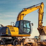 Excavator carries out excavation work
