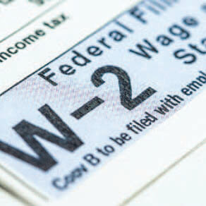 Close up of W2 tax forms