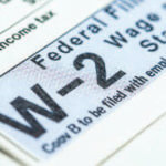 Close up of W2 tax forms