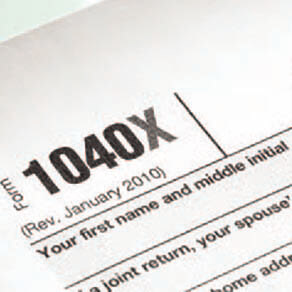 Close up of tax form 1040X
