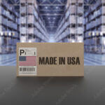 Shipping box with "Made in America" printed on it