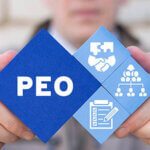 PEO graphic image with man behind it