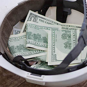 Cash is in the white helmet of the worker