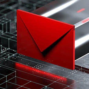 Phishing Email Scam 3D Illustration with red envelope on computer image