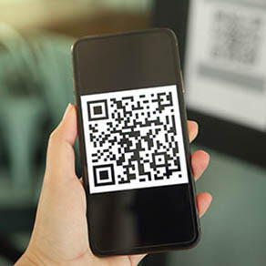 Qr code payment. E wallet. Man scanning tag accepted generate digital pay without money.scanning QR code online shopping cashless technology concept