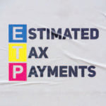 Words "Estimated Tax Payments" with first letters of each word in colored blocks
