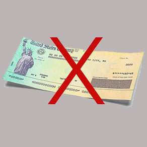 Government issued check with a red 