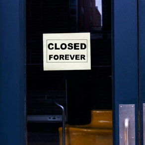 Glass door with sign 